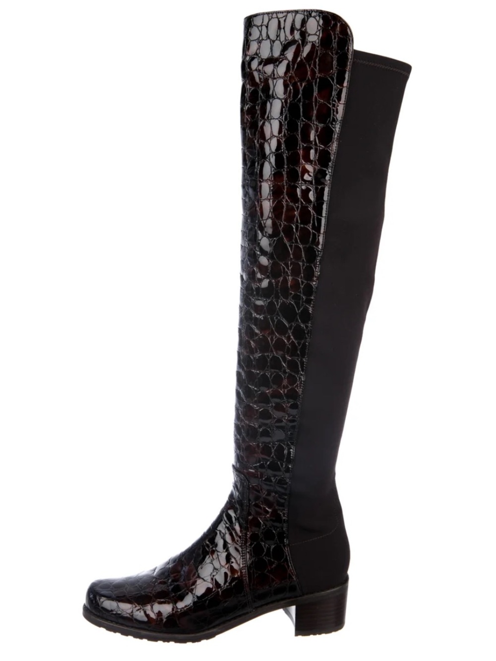 Over-the-Knee Croc-Embossed Stretch Boot